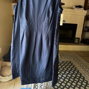 Eliza J New York raw silk semi-formal dress Navy NWT size 24W Plus size POCKETS!